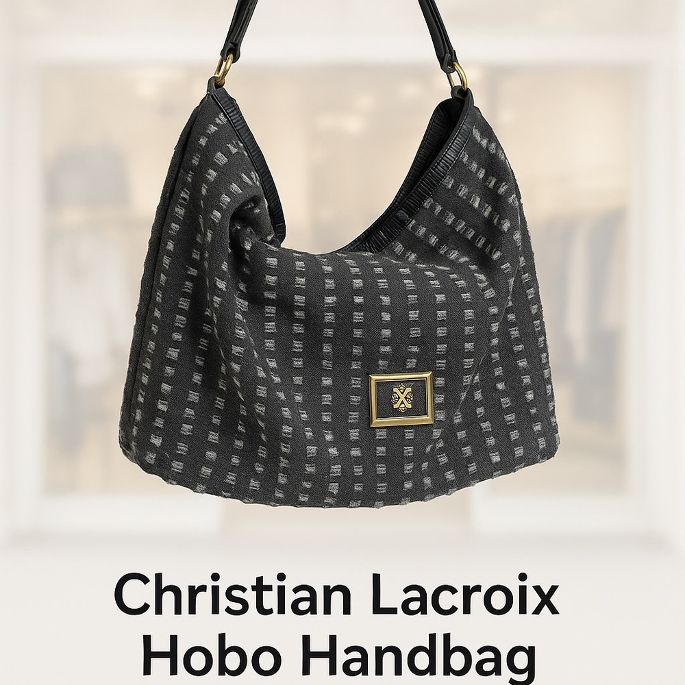 Christian Lacroix Black Monogram Hobo Bag